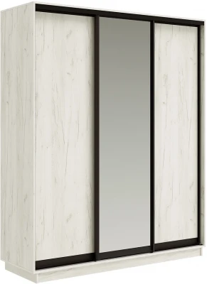 Тринити NEW Шкаф-купе 1800, Дуб крафт белый (вставка фасад х2 + зеркало)