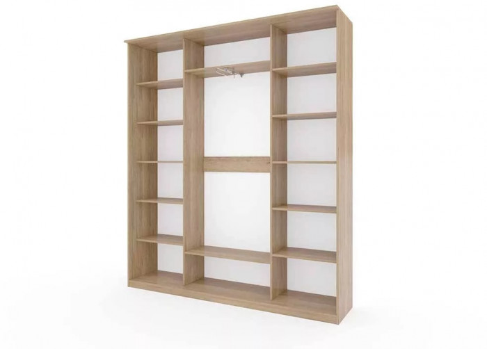 Шкаф купе Модерн 2076х450 3-х дверный 3-х секционный зеркальный с пескоструем №1 ясень