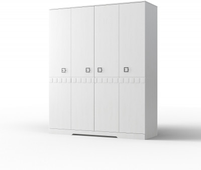 Шкаф для одежды 4-х дверный "Римини" - Белый текстурный/Дуб полярный
