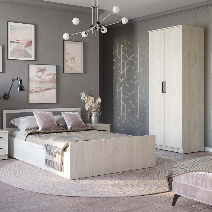 "Фиеста" шкаф 2-х створчатый (802х2216х610) дуб крафт белый