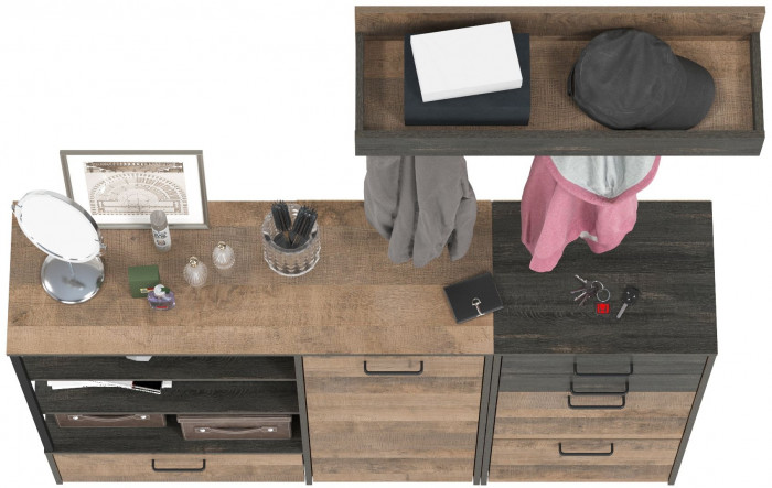 Трувор Прихожая 155, цвет дуб гранж песочный/интра, ШхГхВ 159х37х195 см., универсальная сборка