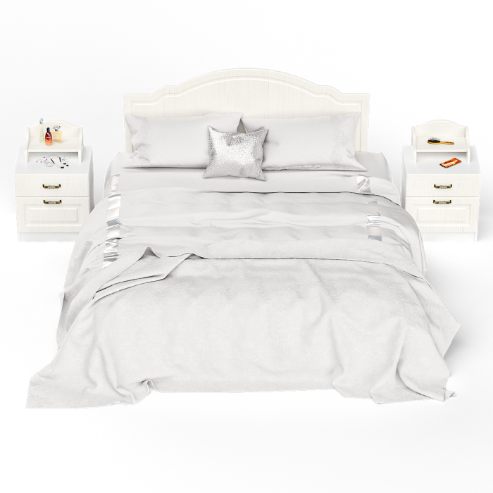 Ливерпуль Кровать 11.08 + осн. + ножки + две Тумбы 08.146 + две 10.117, цвет ясень ваниль/белый, ШхГхВ 266х204х112 см., 1600х2000 мм., б/м, орт. есть