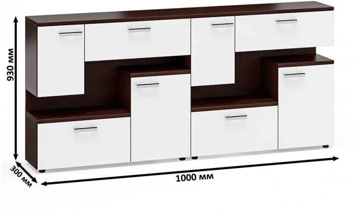 Две тумбы ТВ С-МД-С1-1000, венге/белый шагрень