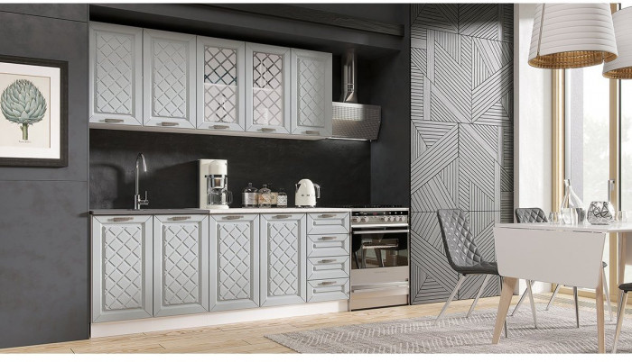 Кухня МДФ Агава 2000, Акация белая/Аква