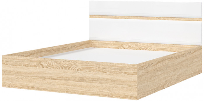 ЛИБЕРТИ КР 02 Кровать 1,6 (1632х900х2032) Фасад МДФ БЕЛЫЙ ГЛЯНЕЦ/Корпус ДУБ СОНОМА