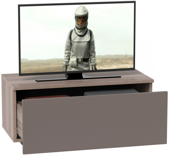 Роквуд Тумба под ТВ 16.54.01, цвет корпус ДСП эмили блаш/фасады МДФ графит мягкая шагрень, ШхГхВ 76,8х36,8х32 см.