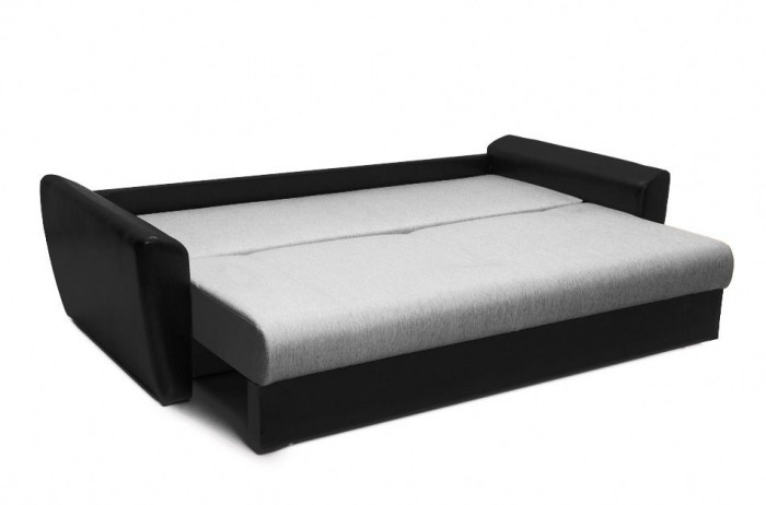 Диван-кровать Амстердам, 160х195, раскладной, еврокнижка, пружинный блок, рогожка/экокожа, серый