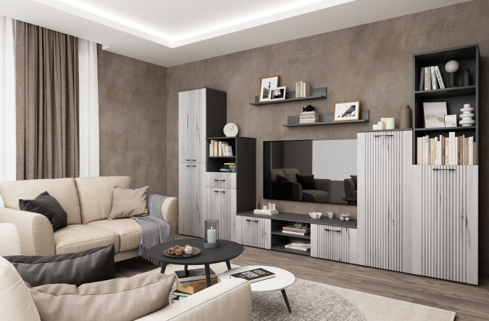 Модульная гостиная "Монреаль" - Антарцит/Дуб канадский арктик