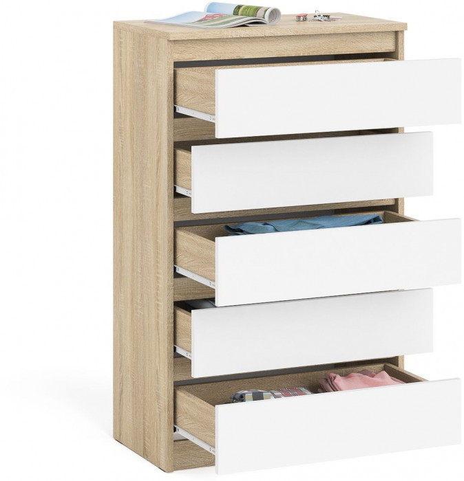 Мори Комод МК700.5, цвет дуб сонома/белый, ШхГхВ 70,4х41х114 см.