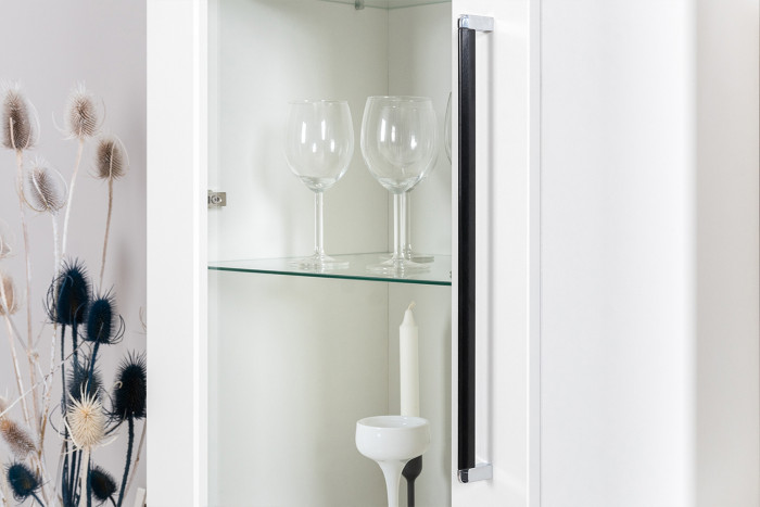 Валенсия Гостиная № 081, цвет ЛДСП белый шагрень/МДФ белый шагрень, ШхГхВ 321,2х38,3х225,2 см., универсальная сборка