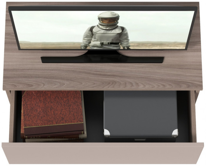 Роквуд Тумба под ТВ 16.54.01, цвет корпус ДСП эмили блаш/фасады МДФ крем, ШхГхВ 76,8х36,8х32 см.