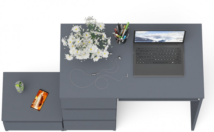 Мори Стол компьютерный МС-6 левый + Тумба ТМП400.1, цвет графит, ШхГхВ 130,4х50х76,6 см., выдвижные ящики слева, НЕ универсальная сборка