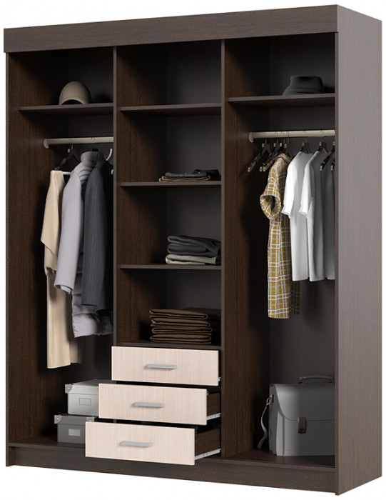 Андрей-1 шкаф-купе (1700*2100*580 мм) венге/дуб белфорд