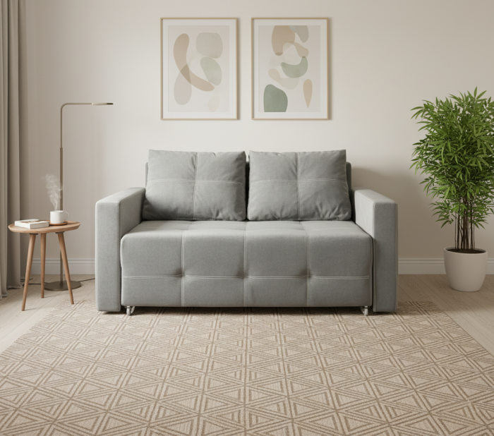 Диван-аккордеон Марс, сп.м. 140х200, велюр серый