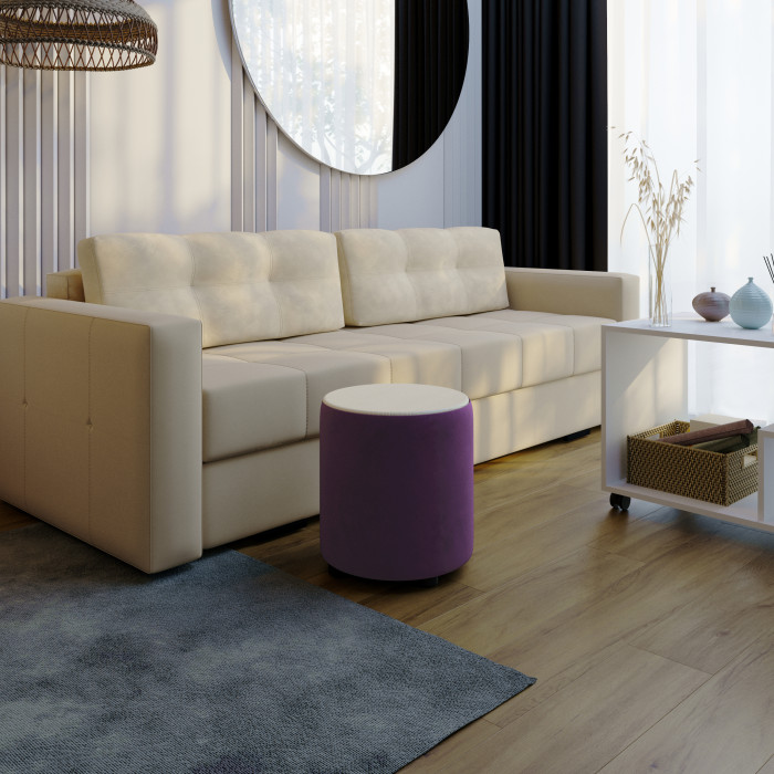 Пуф Пай, винный/мдф клен кремовый