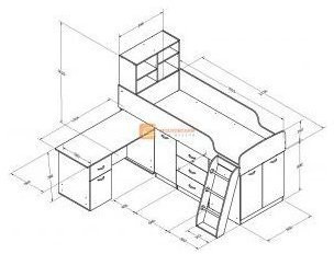 Детская кровать-чердак Дюймовочка-1, Белый / Голубой